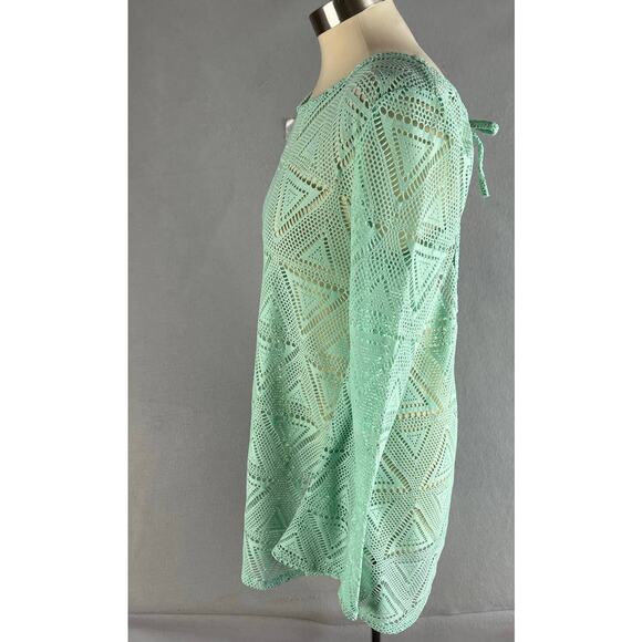 Lagaci Medium Green Swim Cover Up Long Sleeve Lace - Picture 7 of 10
